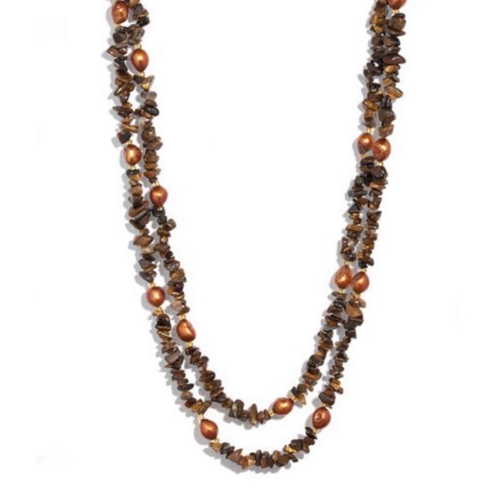 Tiger Eyes Faux Pearl Necklace
